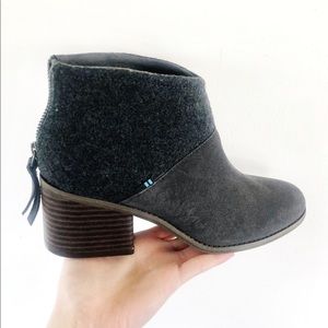 TOMS Suede and Felt Lacy Booties